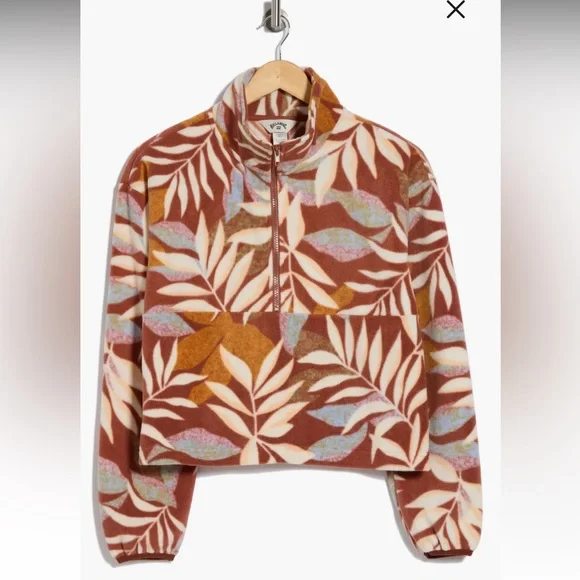 Billabong Casual Fling Half Zip Polar Fleece Sweater Brown women’s L - Picture 3 of 11